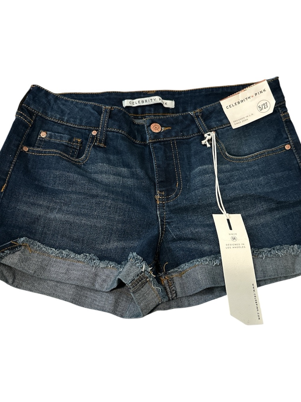 Celebrity Pink Rolled Frayed Hem Denim Shorts